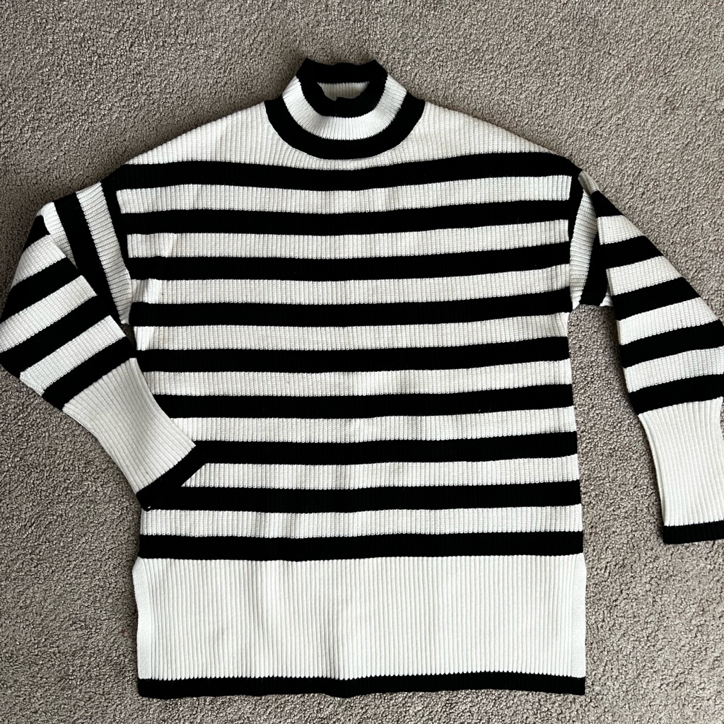 Philosophy Black And White Ribbed Sweater